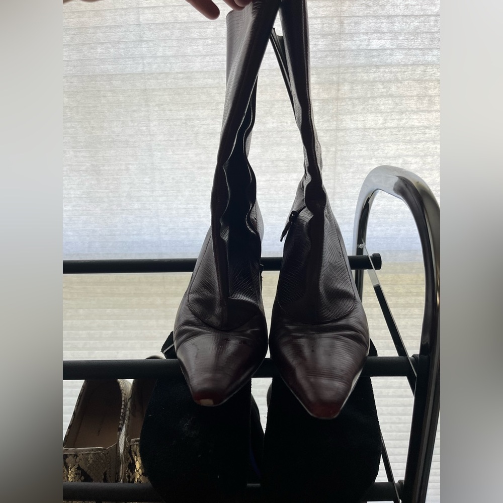 Cole haan red snakeskin booties